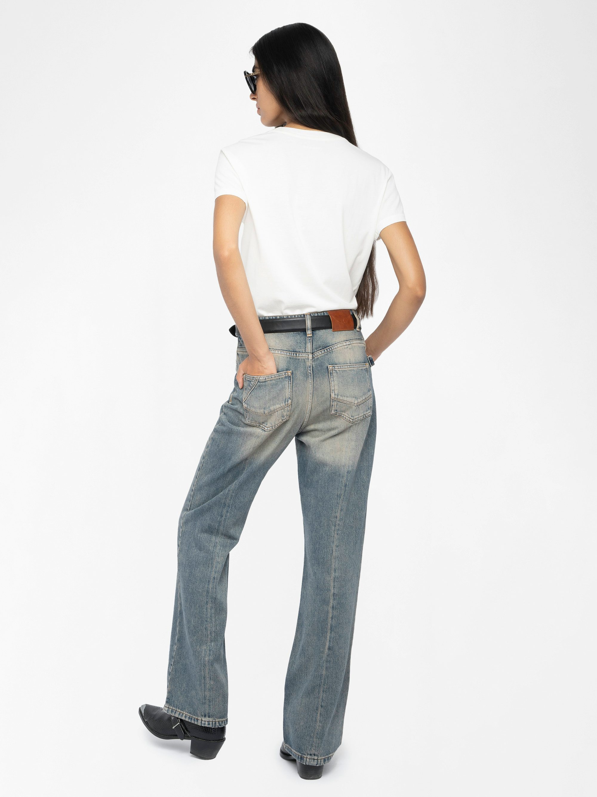 T-shirt Walk - Short-sleeved T-shirt with "Zadig" embroidery with strass on the front.